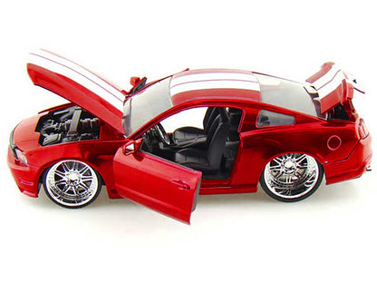 2010 Ford Mustang GT Red Metallic with White Stripes "Bigtime Muscle" Series 1/24 Diecast Model Car by Jada <h2>2010 Jada</h2> <p>High-quality perfect for collectors and enthusiasts. Features detailed