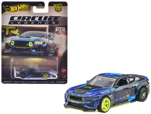 2024 Ford Mustang RTR Spec 5-FD Dark Blue with Graphics "Circuit Legends" Series T&y Diecast Model Car by Hot Wheels