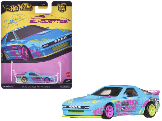 Mazda RX7 FC PANDEM Blue with Graphics "Silhouettes" Series T&y Diecast Model Car by Hot Wheels
