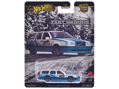 Hot Wheels Volvo 850 Estate Wagon #25 Blue and White "Fast Wagons" Series Diecast Model Car by <h2>Volvo Wheels</h2> <p>High-quality perfect for collectors enthusiasts. Features detailed interior exte