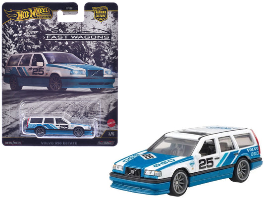 Volvo 850 Estate Wagon #25 Blue and White "Fast Wagons" Series T&y Diecast Model Car by Hot Wheels
