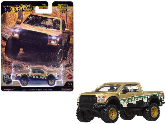 2017 Ford F-150 Raptor Pickup Truck Gold Metallic with Graphics "HW Off Road" Series T&y Diecast Model Car by Hot Wheels