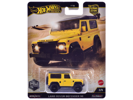 Land Rover Defender 90 Yellow with Black Top "HW Off Road" Series T&y Diecast Model Car by Hot Wheels