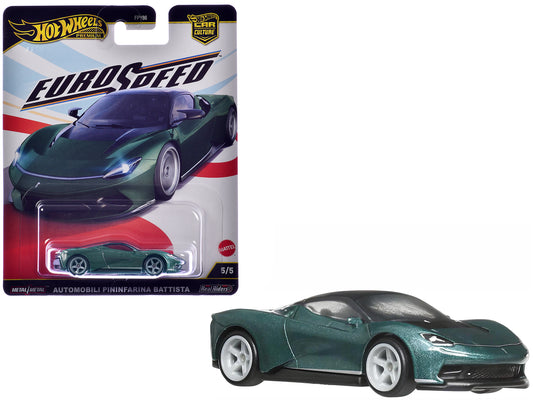 Automobili Pininfarina Battista Green Metallic with Black Top "Euro Speed" Series T&y Diecast Model Car by Hot Wheels