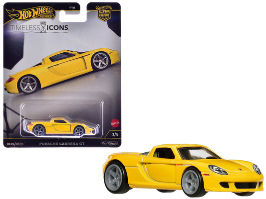 Porsche Carrera GT Yellow "Timeless Icons" Series T&y Diecast Model Car by Hot Wheels