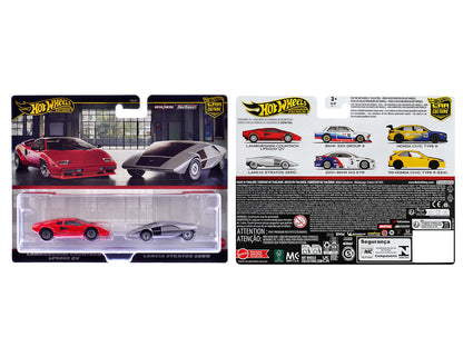 Hot Wheels Lamborghini Countach LP5000 QV Red and Lancia Stratos Zero Gray Metallic "Car Culture" Set of 2 Cars Diecast Model by <h2>Lamborghini Wheels</h2> <p>High-quality car perfect for collectors