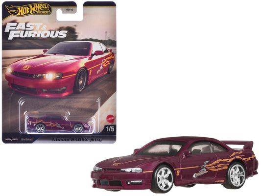 Nissan 240SX (S14) RHD (Right Hand Drive) Maroon with Graphics "The Fast and the Furious" (2001) Movie "Fast & Furious" Series T&y Diecast Model Car by Hot Wheels