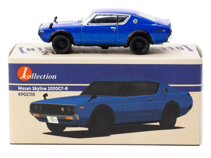 Nissan Skyline 2000GT-R KPGC110 RHD (Right Hand Drive) Blue Metallic "J Collection" Series 1/64 Diecast Model by Tarmac Works