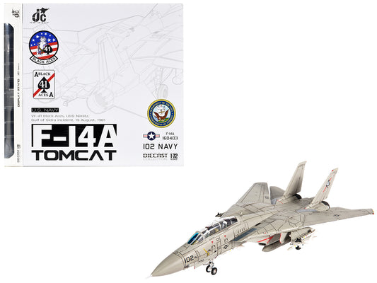 Grumman F-14A Tomcat Fighter Aircraft "VF-41 Black Aces USS Nimitz Gulf of Sidra" (1981) United States Navy 1/72 T&y Diecast Model by JC Wings