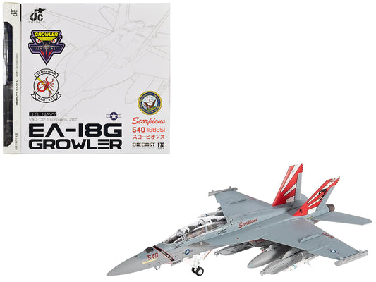 Boeing EA-18G Growler Aircraft "VAQ-132 Scorpions" United States Navy 1/72 T&y Diecast Model by JC Wings