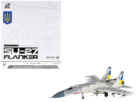 Sukhoi Su-27 Flanker Aircraft "Ukraine War" (2023) Ukrainian Air Forces 1/72 T&y Diecast Model by JC Wings