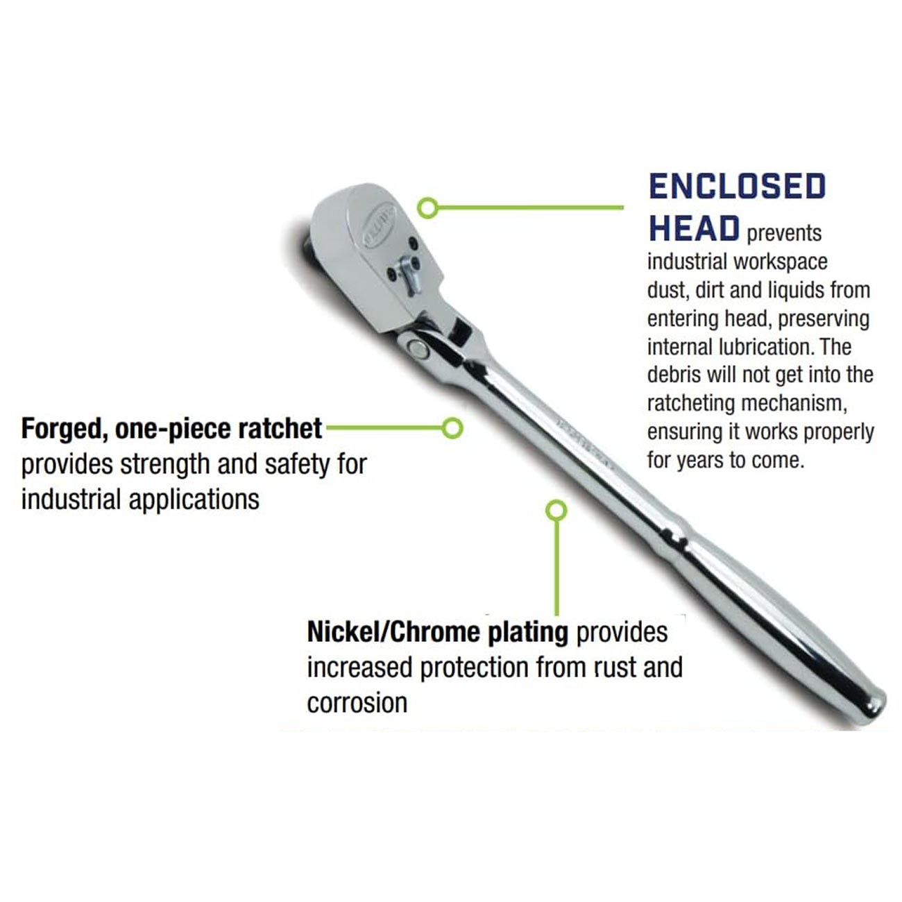 Williams 3/8" Drive Sealed Nar TS row Flex-Head Ratchet 36 Teeth