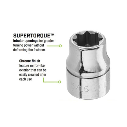 Williams 5/16″ Shallow Socket 3/8″ Drive 8 Point