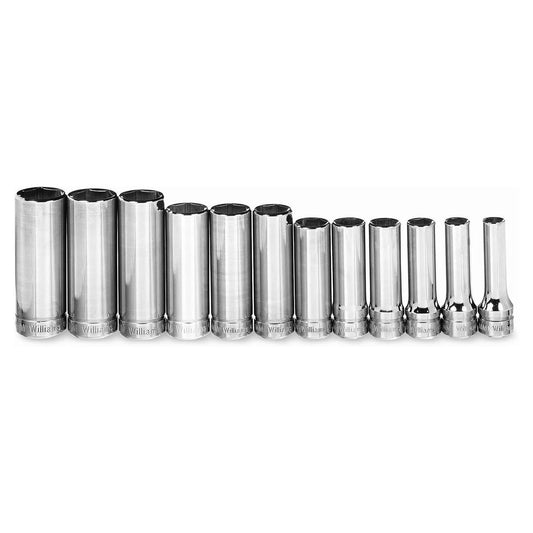Williams Metric 3/8" Drive DEEP SUPERTORQUEâ„¢ Socket Set â€“ 6 Point (12 Piece)