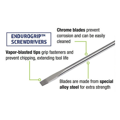 Williams Endurogrip Cabinet Screwdriver: Slotted 3/16" x 10"