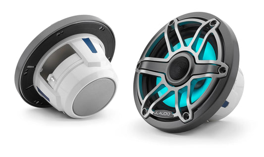 JL Audio M6 6.5in Coaxial Speakers Titanium Sport Grille with RGB LED