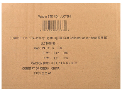 Johnny Lightning Collector's Tin 2025 Set of 6 Cars Release 3 Limited Edition 1/64 Diecast Model Cars by Johnny Lightning