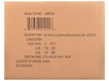 "Muscle Cars USA" 2025 Release 3 Set A of 6 pieces "MECUM Auctions" 1/64 Diecast Model Cars by Johnny Lightning