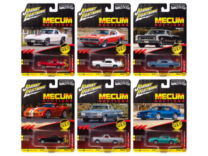 "Muscle Cars USA" 2025 Release 3 Set B of 6 pieces "MECUM Auctions" 1/64 Diecast Model Cars by Johnny Lightning