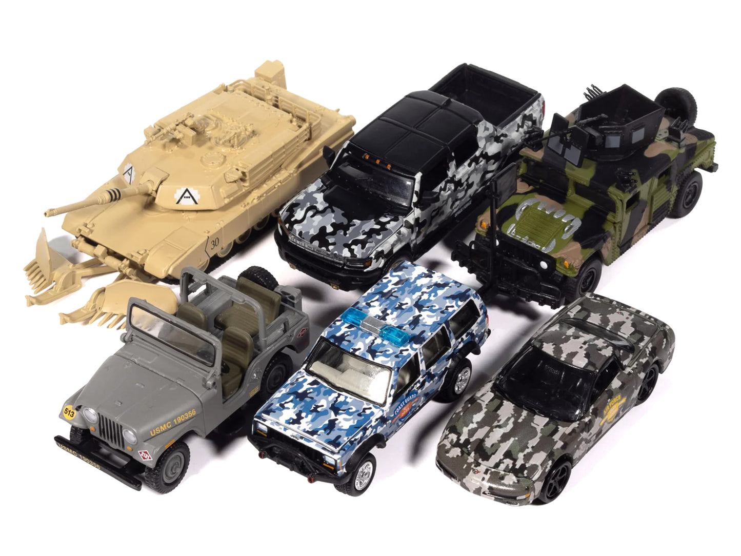 "Military" Set A of 6 pieces 2025 Release 2 Limited Edition 1/64 T&y Diecast Model Cars by Johnny Lightning