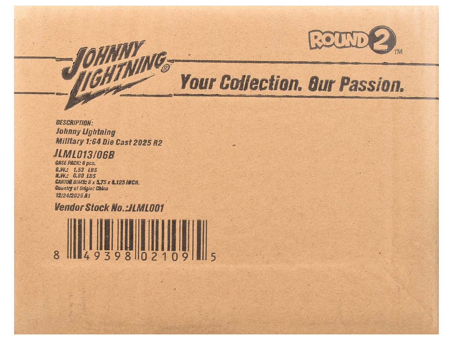 "Military" Set B of 6 pieces 2025 Release 2 Limited Edition 1/64 T&y Diecast Model Cars by Johnny Lightning