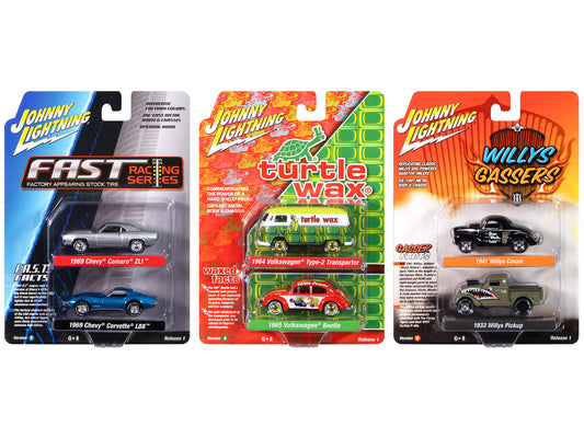 Johnny Lightning "2-Packs" 2024 Release 1 Set B of 6 pieces 1/64 T&y Diecast Model Cars by Johnny Lightning