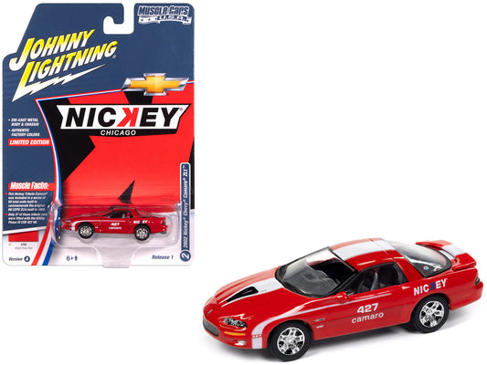 2002 Chevrolet Nickey Camaro ZL1 Bright Rally Red with White Stripes "Muscle Cars USA" Series 1/64 T&y Diecast Model Car by Johnny Lightning