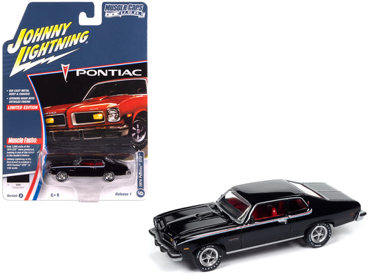 1974 Pontiac GTO Starlight Black with Red Interior "Muscle Cars USA" Series 1/64 T&y Diecast Model Car by Johnny Lightning