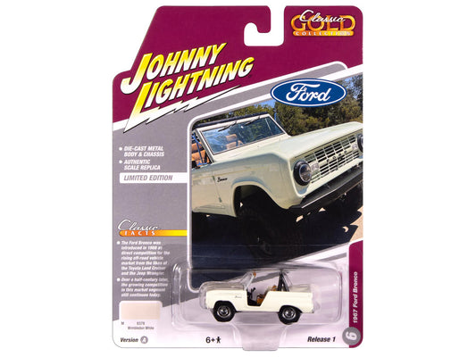 1967 Ford Bronco Wimbledon White "Classic Gold Collection" 1/64 T&y Diecast Model Car by Johnny Lightning