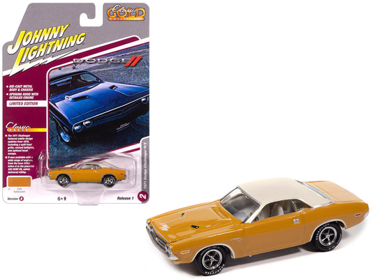1971 Dodge Challenger R/T Butterscotch with White Top and Interior "Classic Gold Collection" 1/64 T&y Diecast Model Car by Johnny Lightning