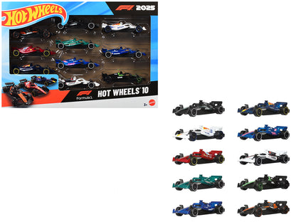 2025 Formula 1 World Championship 10 piece Set T&y Diecast Model Cars by Hot Wheels