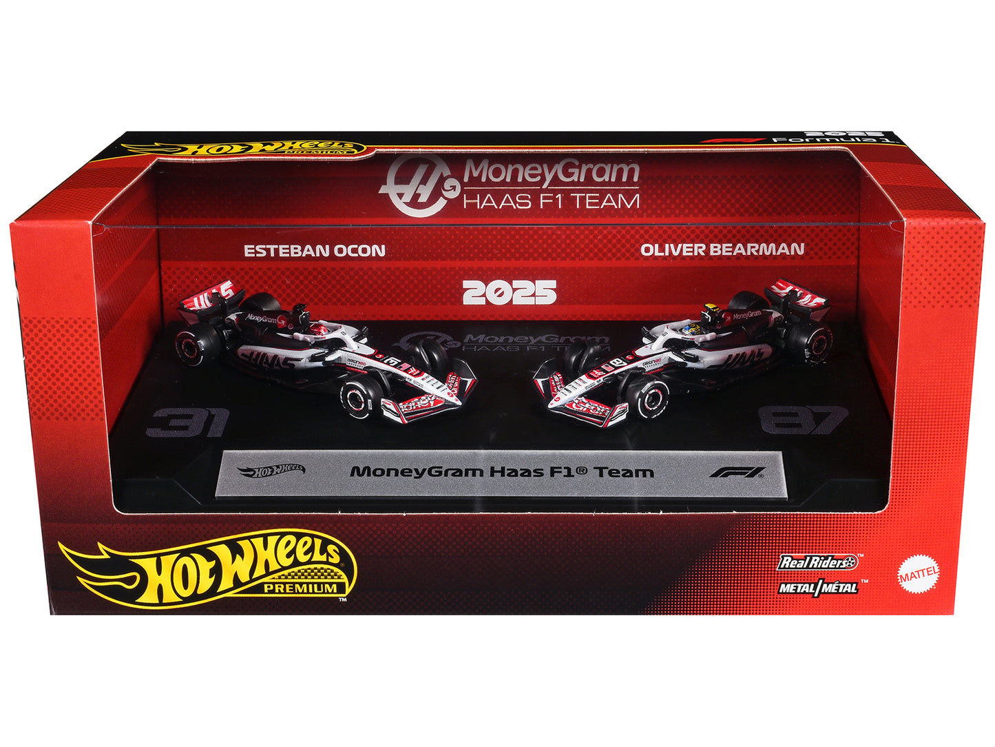"MoneyGram Haas F1 Team" Formula One F1 World Championship (2025) 2 Piece Set T&y Diecast Model Cars by Hot Wheels