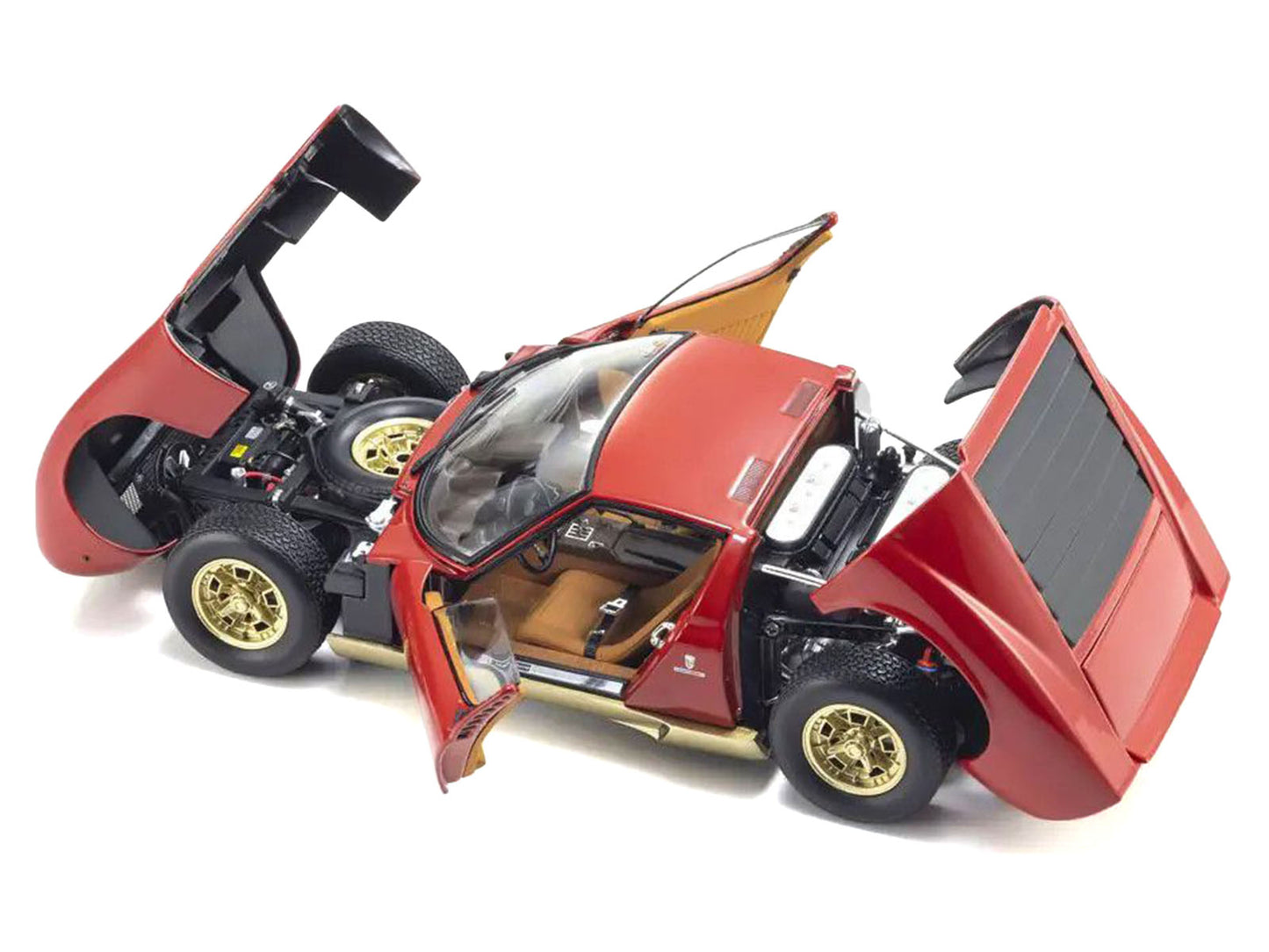 Lamborghini Miura P 400 Red with Gold Accents 1/18 Diecast Model Car by Kyosho