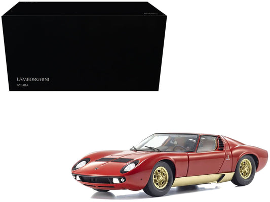 Lamborghini Miura P 400 Red with Gold Accents 1/18 T&y Diecast Model Car by Kyosho