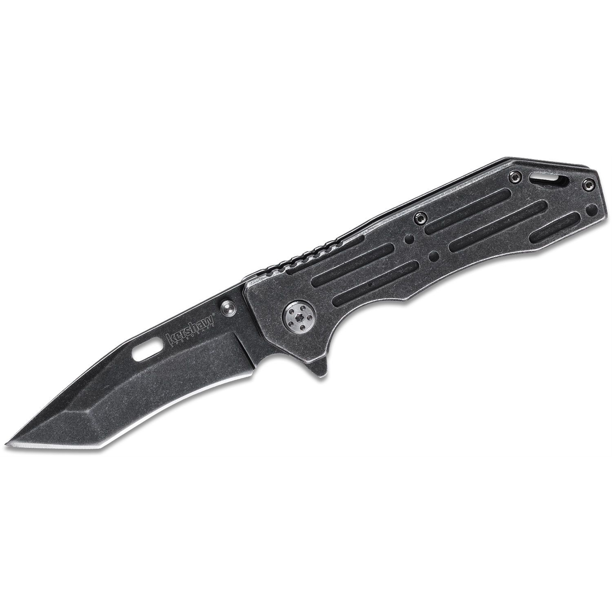 Kershaw Lifter Assisted Open Frame Lock American Tanto with Recurve Blade EDC Folding Pocket Knife with BlackWash Finish - BlackWash