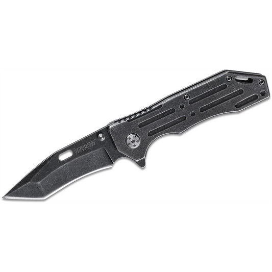 Kershaw Lifter Assisted Open Frame Lock American Tanto with Recurve Blade EDC Folding Pocket Knife with BlackWash Finish - BlackWash