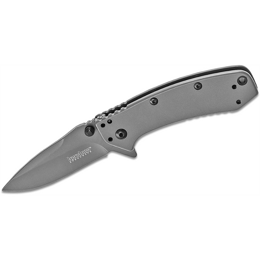 Kershaw Cryo Assisted Open Frame Lock with Lockbar Stabilizer Drop Point Blade EDC Folding Pocket Knife - Gray