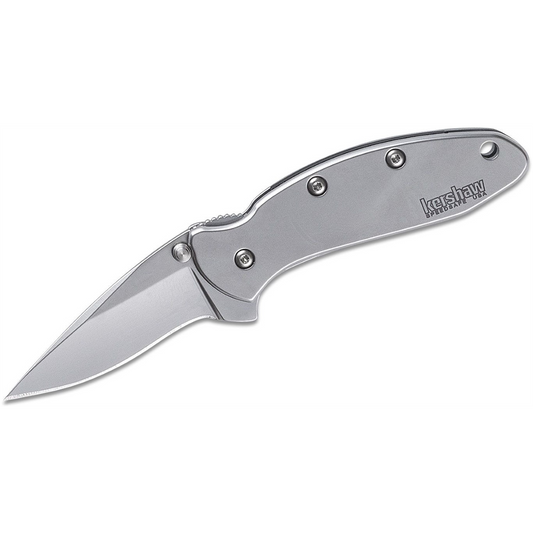 Kershaw Chive Assisted Open Liner Lock Drop Point Blade EDC Folding Pocket Knife - Silver