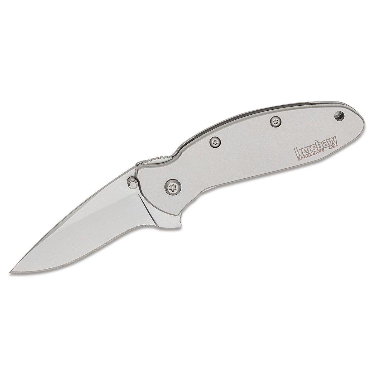 Kershaw Scallion Assisted Open Inset Liner Lock Drop Point Blade EDC Folding Pocket Knife - Silver