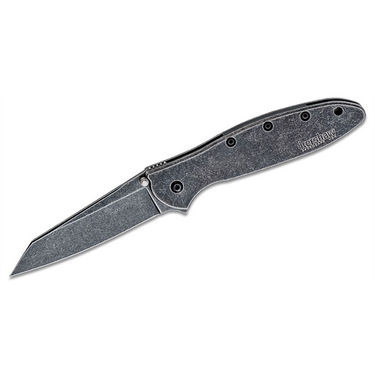 Kershaw Random Leek Assisted Open Frame Lock Reverse Tanto Blade EDC Folding Pocket Knife with BlackWash Finish - Blackwash