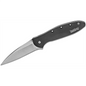 Kershaw Leek Assisted Open Liner Lock Drop Point Blade EDC Folding Pocket Knife with StoneWashed Finish - Black