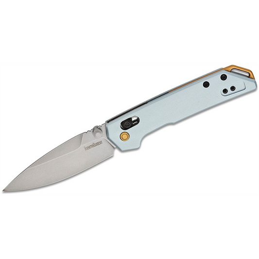 Kershaw Mini Iridium Manual Open DuraLock Spear Point Blade EDC Folding Pocket Knife - Ice Blue