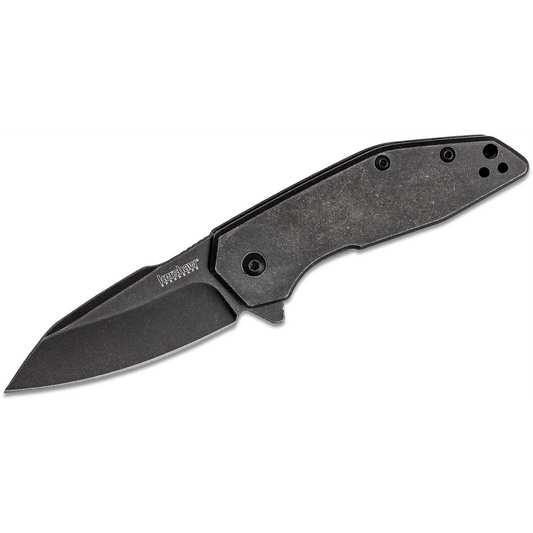 Kershaw Gravel Assisted Open Frame Lock Drop Point Blade EDC Folding Pocket Knife with BlackWash Finish - BlackWash
