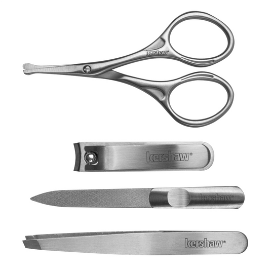 Kershaw Manicure Kit: Fingernail Clipper, Nail File, Scissors and Tweezers - Stainless Steel