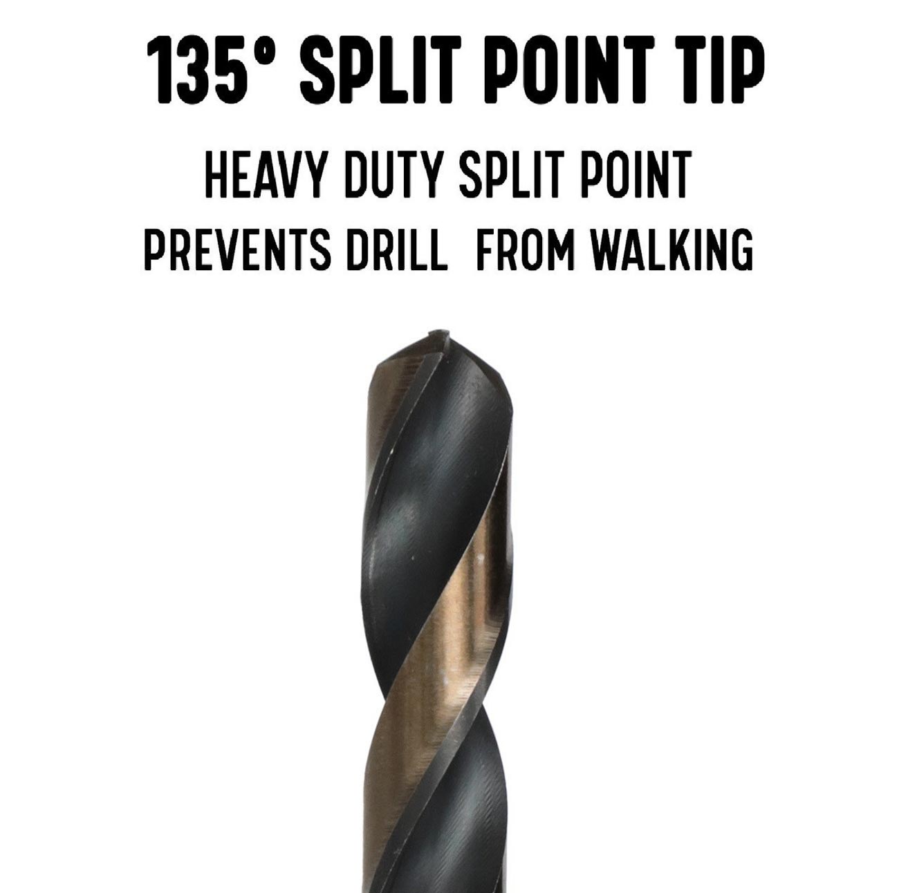 DRILL AMERICA 1-1/8 Reduced Shank HSS Black & Gold Contractor Drill Bit with 3-Flat Shank