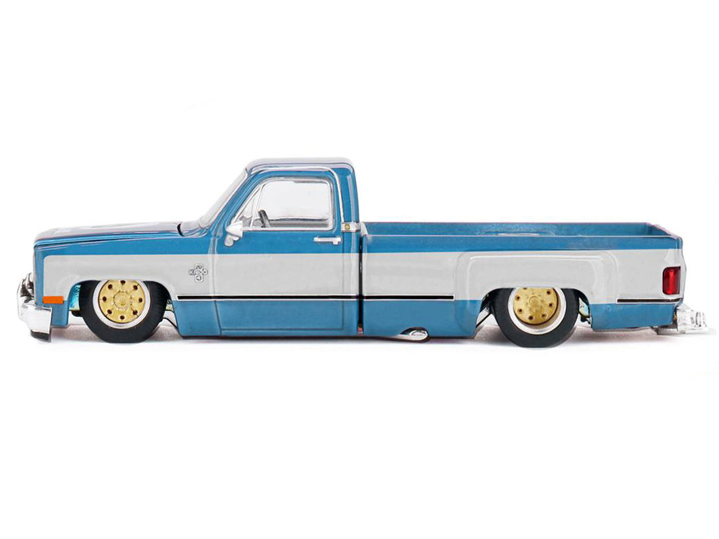 Chevrolet Silverado Dually Pickup Truck "Vintage Spec V1" Light Blue Metallic with White Sides and Interior (Designed by Jun Imai) "Kaido House" Special 1/64 T&y Diecast Model Car by Mini GT