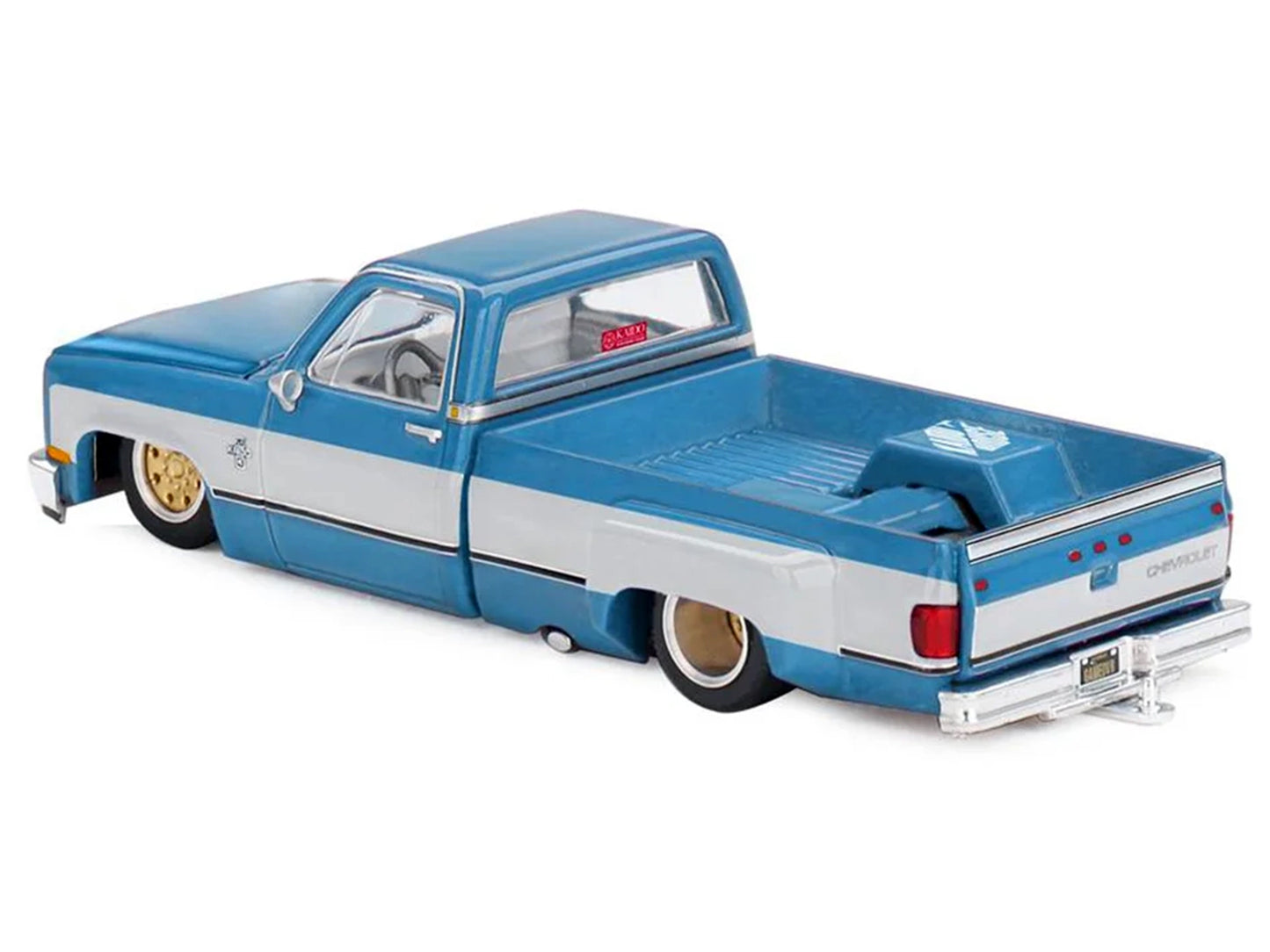 Chevrolet Silverado Dually Pickup Truck "Vintage Spec V1" Light Blue Metallic with White Sides and Interior (Designed by Jun Imai) "Kaido House" Special 1/64 T&y Diecast Model Car by Mini GT