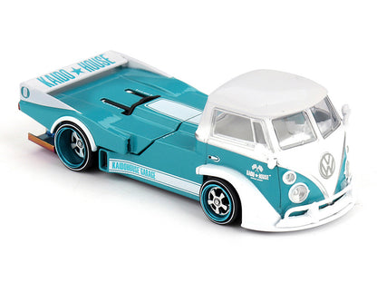Volkswagen T1 "Kaido Works V1" Truck Turquoise with White Top and Stripes (Designed by Jun Imai) "Kaido House" Special 1/64 T&y Diecast Model Car by Mini GT