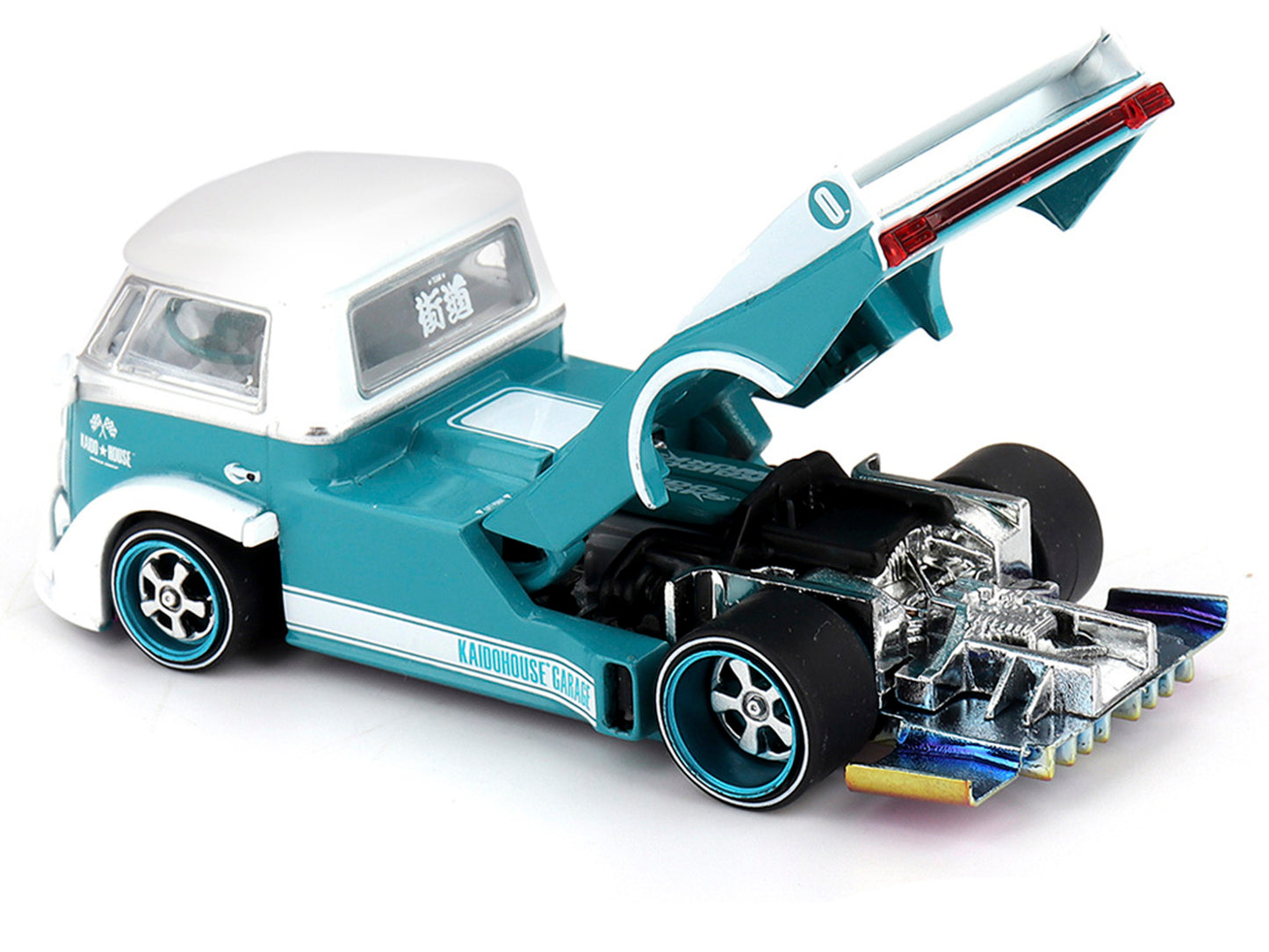 Volkswagen T1 "Kaido Works V1" Truck Turquoise with White Top and Stripes (Designed by Jun Imai) "Kaido House" Special 1/64 T&y Diecast Model Car by Mini GT