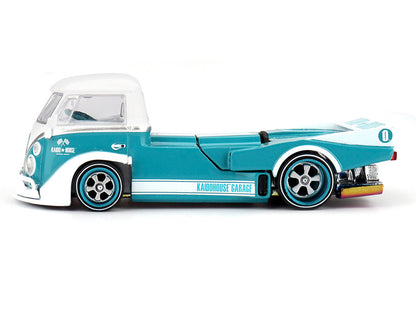 Volkswagen T1 "Kaido Works V1" Truck Turquoise with White Top and Stripes (Designed by Jun Imai) "Kaido House" Special 1/64 T&y Diecast Model Car by Mini GT